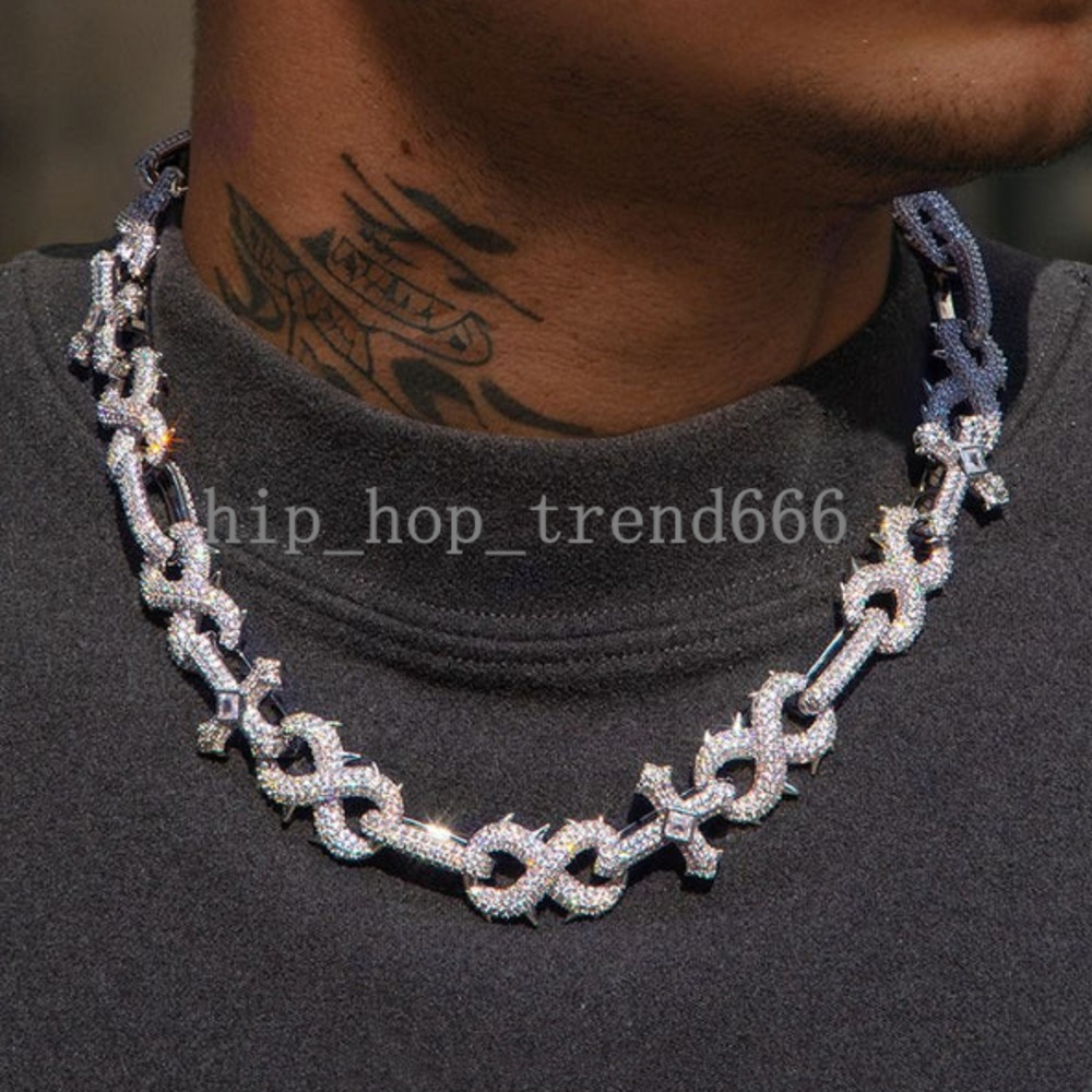 Custom 15mm Infinite Chain Passed Diamond Tester Cuban Link Chain S925 Silver VVS Moissanite Hip Hop Necklace Link