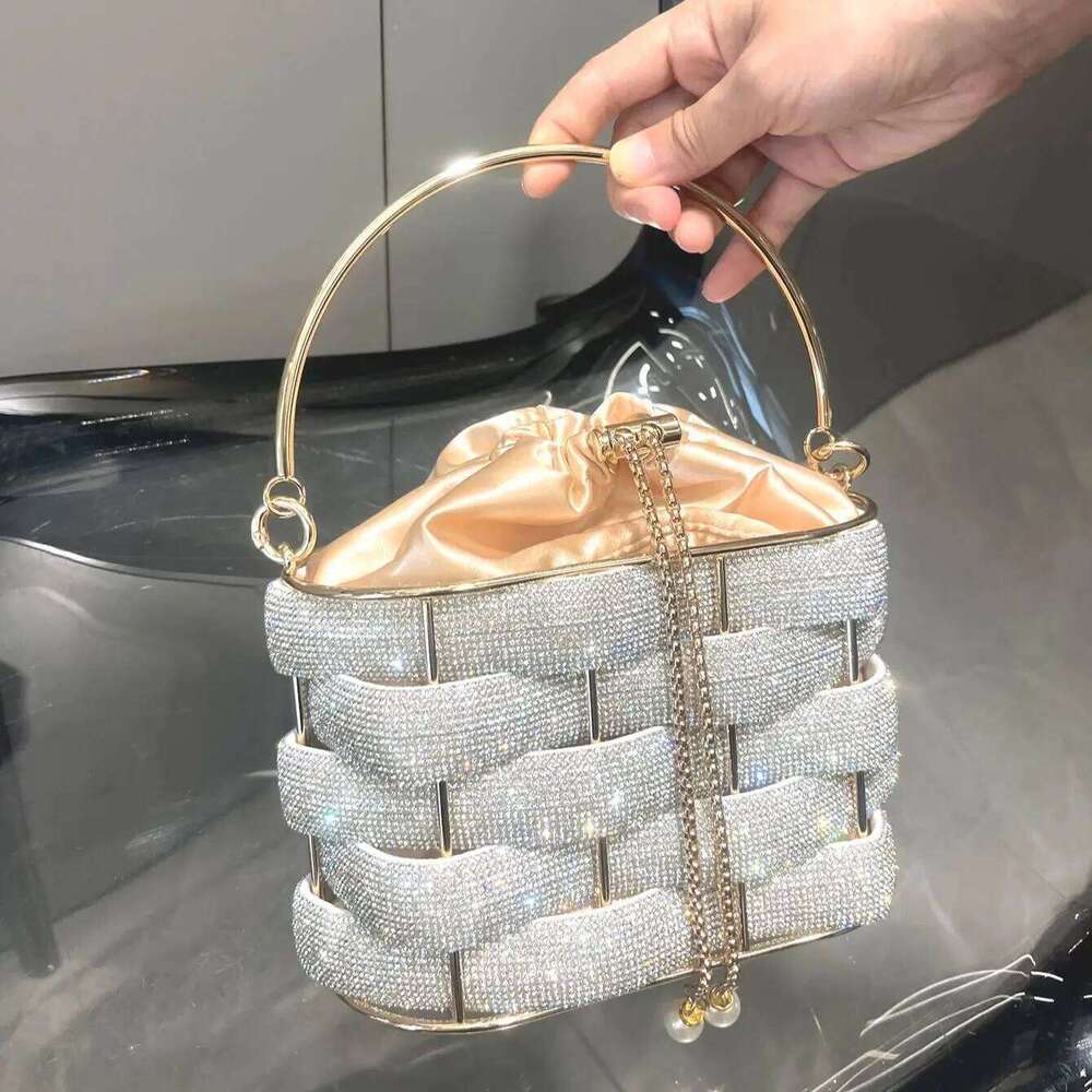 Designer Bags 2025 Handmade Rhinestones Evening Clutch Bag Purses And Handbag Designer Shoulder Shiny Crystal Clutch Purse Bucket Bag Luxury Bag