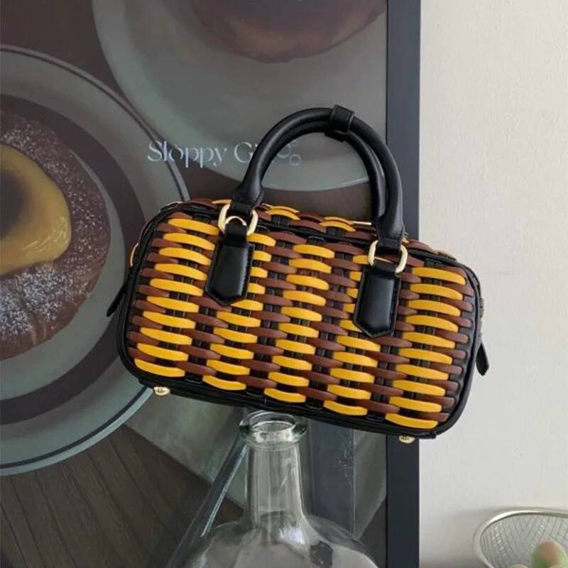 Brand Retro Hand-woven Shoulder Fashion Color Matching Large Capacity Handbag High-end Crossbody Underarm Hot Women' Bag high-quality