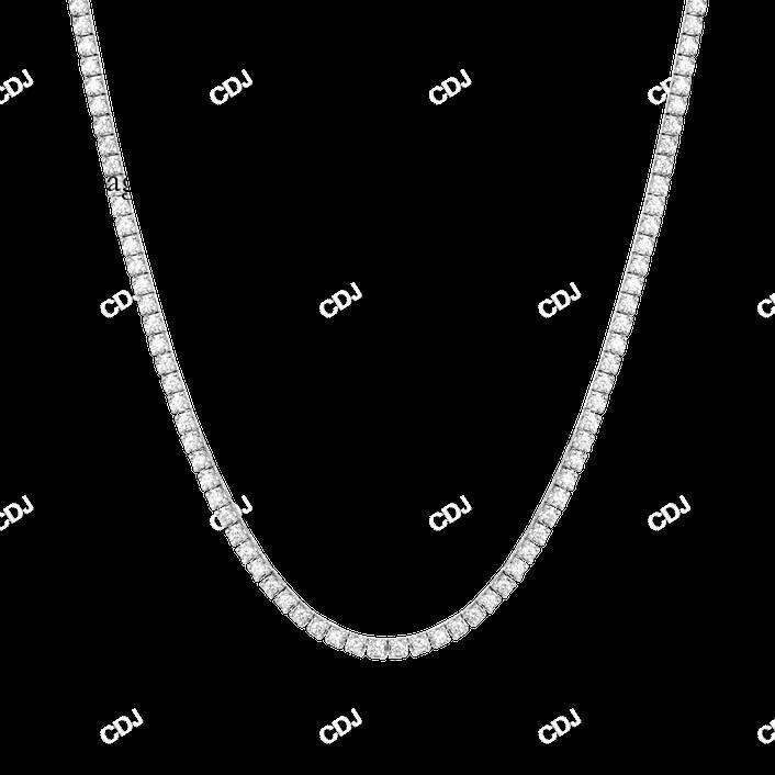3mm 18 Inch Round Cut White Gold Sier Iced Out Moissanite Dia Tennis Chain Necklace For Men Women