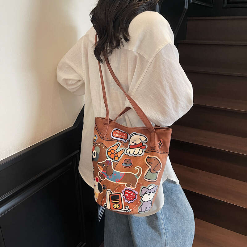 Print Niche Designer Bags Casual Bucket 2025 New Lightweight Color-Block Textured Cloth Single Shoulder Crossbody Bag