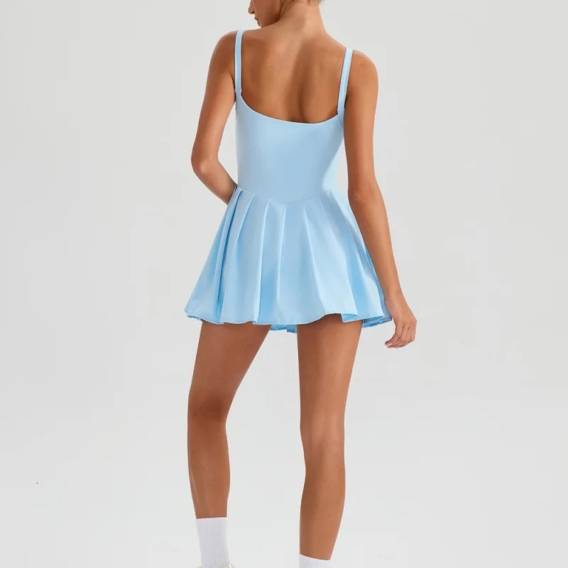 Womens Spaghetti Strap Tennis Dresses Red White Sleeveless Fake Two Piece Dress Gym Running Athletic Golf Yoga Workout Dress 250905