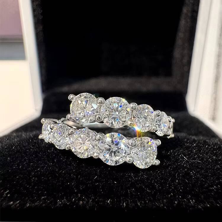 VOAINO Factory Luxury Sparkling Round Diamond Eternity Band Rings for Women Wedding Rings Jewelry OEM