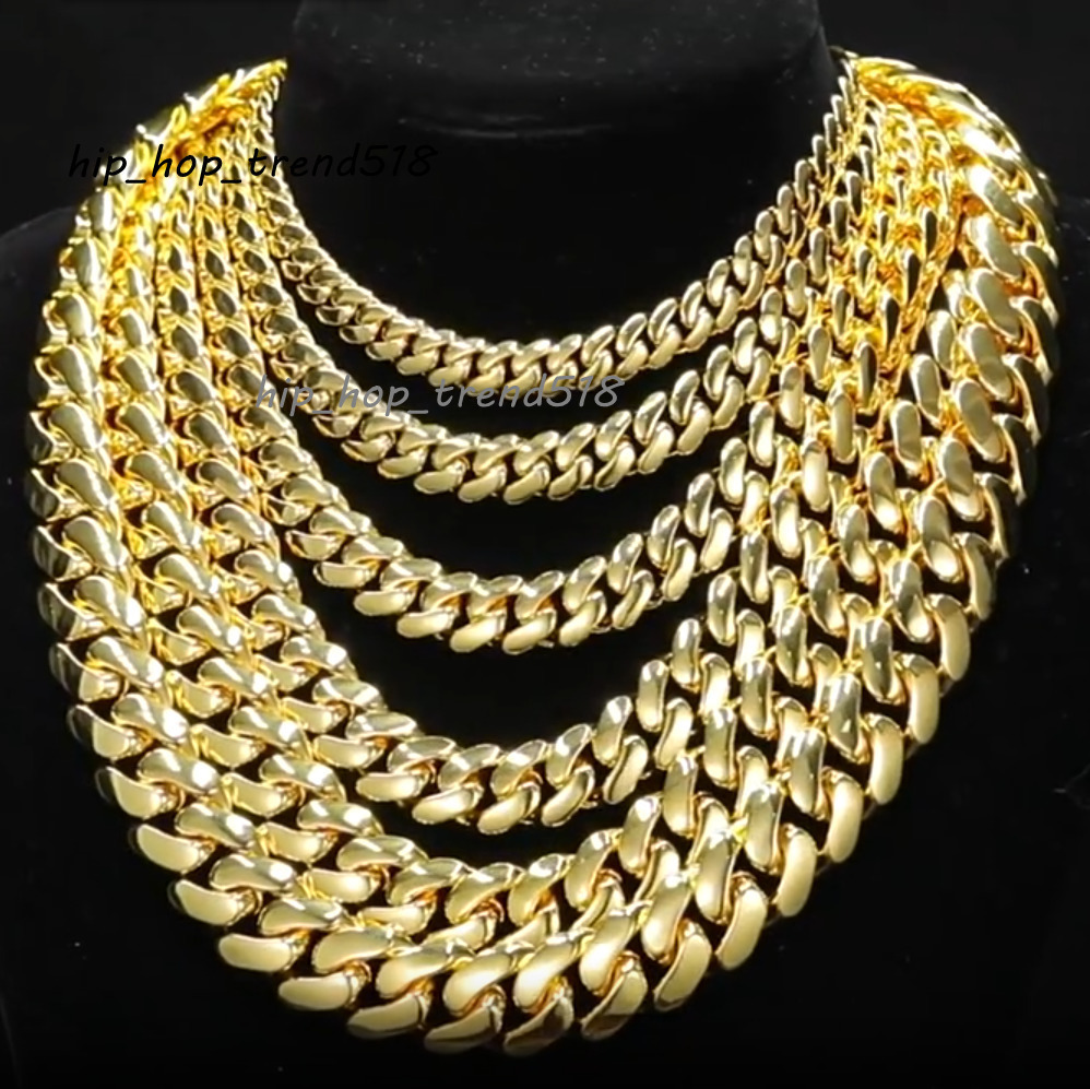 Fashion Jewelry 10121416182022mm Real Gold Plated Brass Big Cuban Link Miami Cuban Bracelet Ready to Ship Jewelry