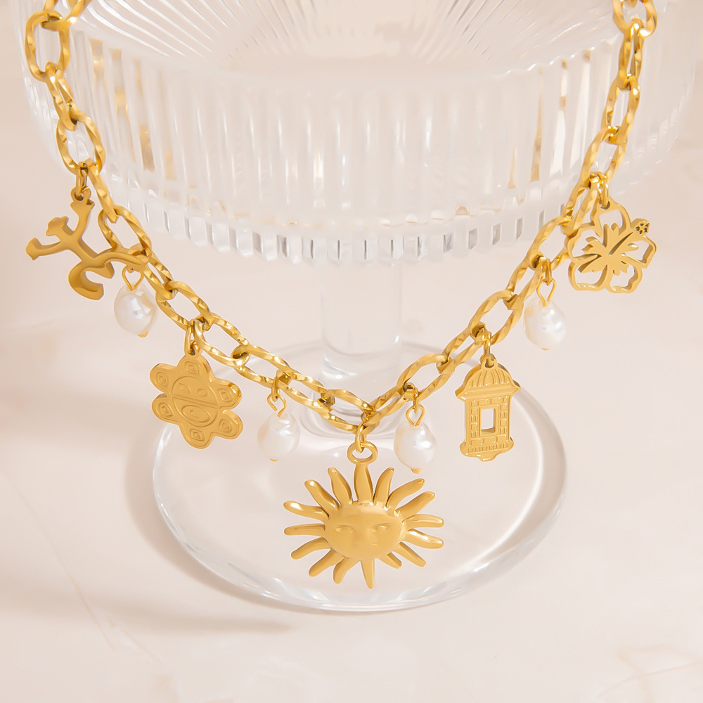 Stainless Steel Necklace Skull Heart Pendant Highend Versatile 18K Gold Nonfading Collarbone Chain Y200810