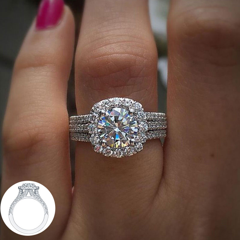 Luxurious 925 Silver Ring Packed with Radiant Cubic Zirconia Stones Ideal for Commemorating Milestones