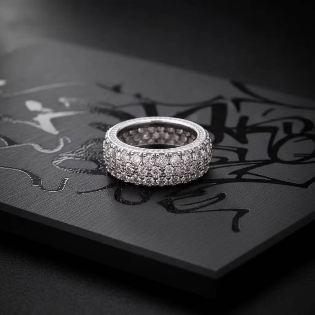 Solid 9K 10K 14K 18K 22K Gold Custom Jewelry Hip Hop IGI Certified VVS Lab Grown Diamond Iced Out 3 Rows Band Eternity Band Ring