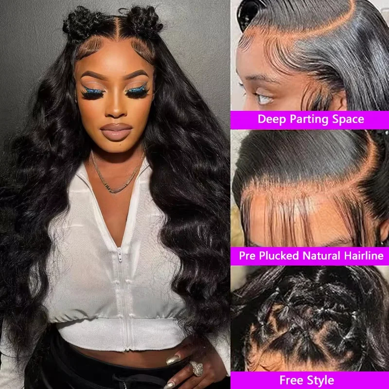 40 Inch Wear and Go Water Wave 13x6 Frontal Wig Hd Lace 200 Density Black 360 Full Lace Wig Human Hair Pre Plucked Body Wave Wig