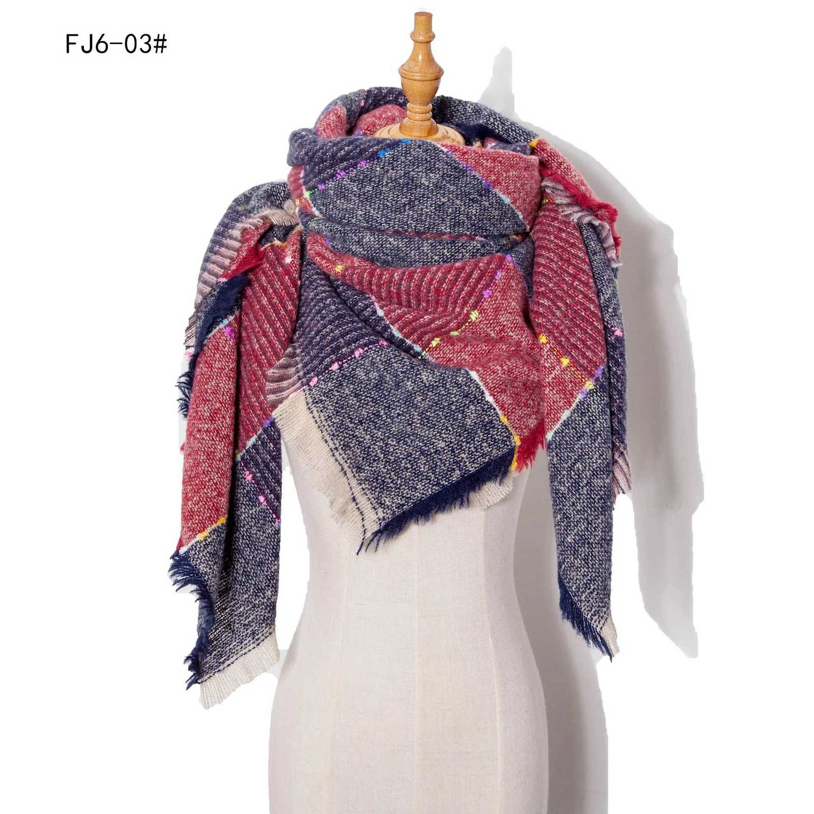 Women Winter Scarf Triangle Knitted Scarf Casual Ladies Plaid Shl and Wr Female Foulard Scarves Echarpe BufandaXJ250905