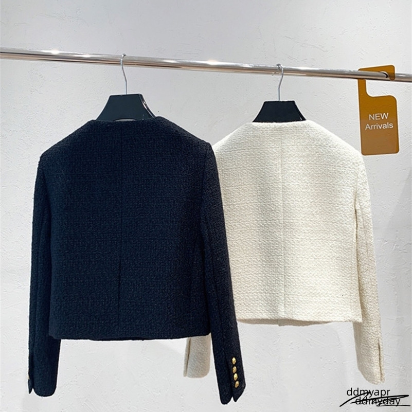 Autumn Winter Small ddmyday Fragrant Tweed Jacket Coat Women Vintage Woolen Short Coats Streetwear Ddmyday Elegant Casual Slim Outwear Crop Top 241010