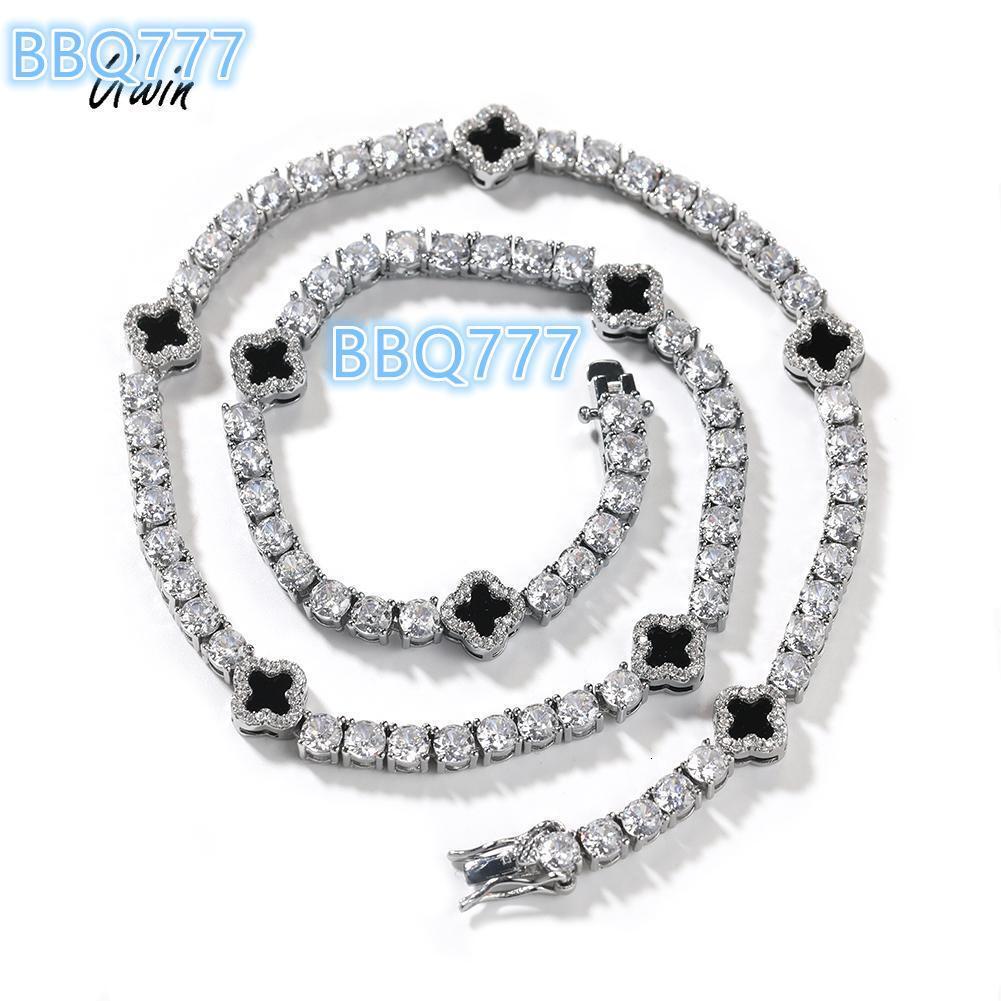 2024 New Trendy Fashion Jewelry Clover Necklace Lucky Grass Bracelet Tennis Chain Hip Hop Jewelry Famous Design Jewelry