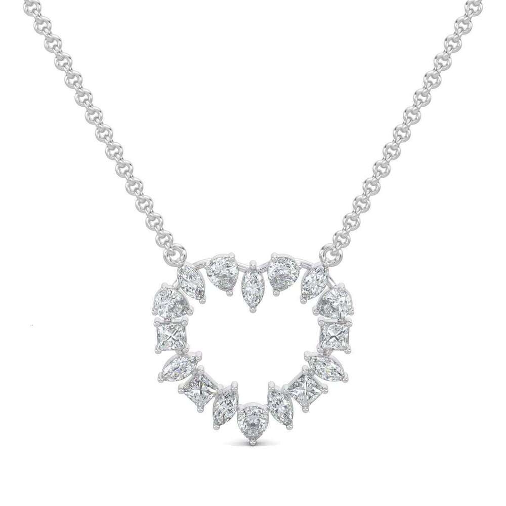 moissanite Dia Necklace in 14Kt/t Fine Gold/sier Platinum With Link Chain Women's Wedding Party and Gifts