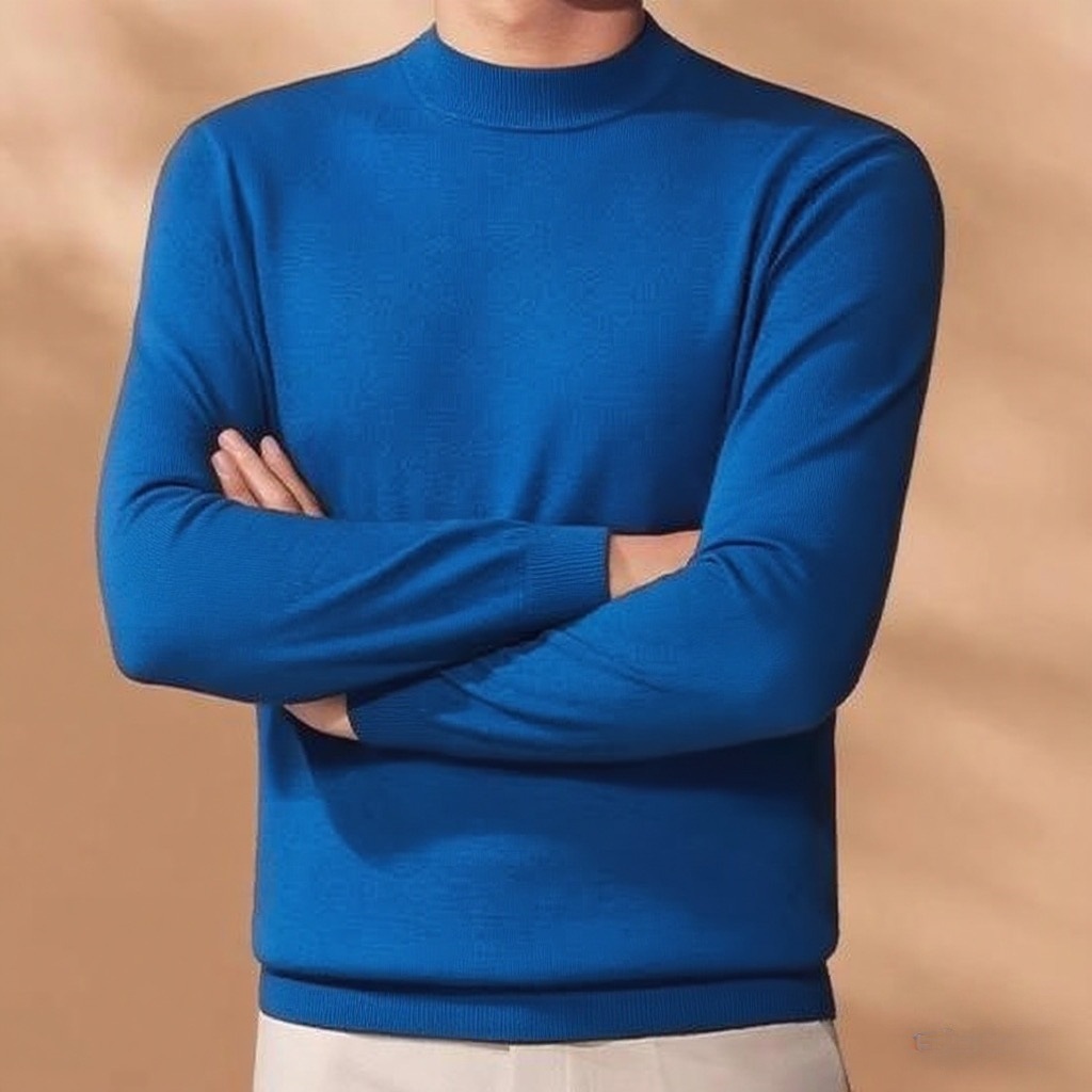 B90402 Spring and autumn new men's wool T-count worsted half-high collar sweater men's machine washable knitted bottoming shirt men's c