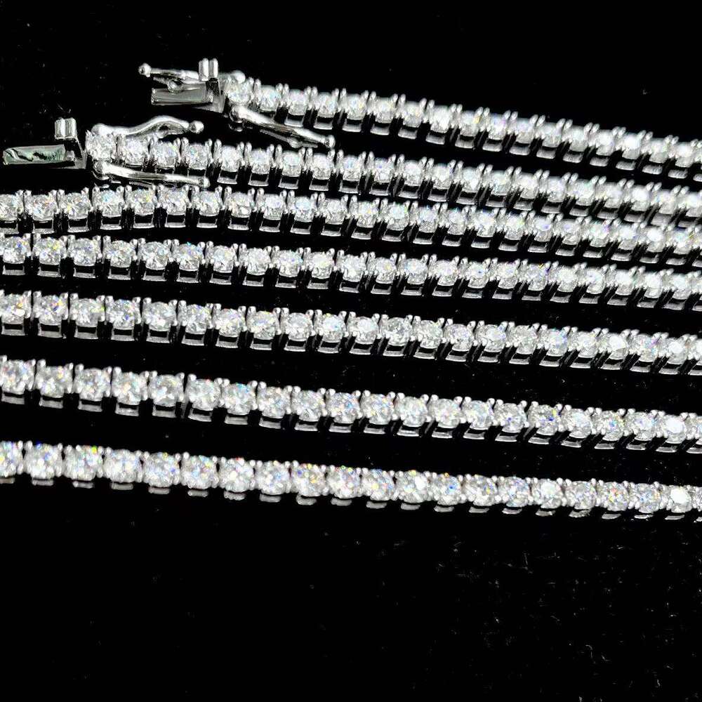 High Quality 3MM Tennis Chain Moissanite Vvs 5A CZ Iced Out Round Brilliant Cut Dia Gold Plated Fine Necklace for Men Women