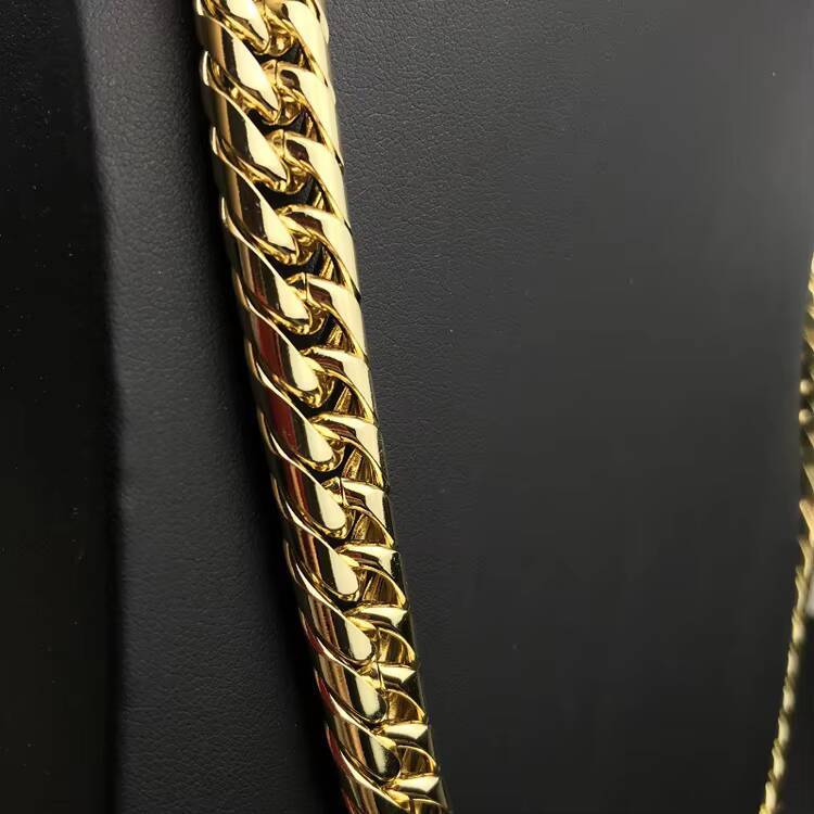 GZYS JEWELRY Wholesale Hip Hop Mens 12mm 60cm 18k Gold Double Row Circular Chain Stainless Steel Chain Necklace