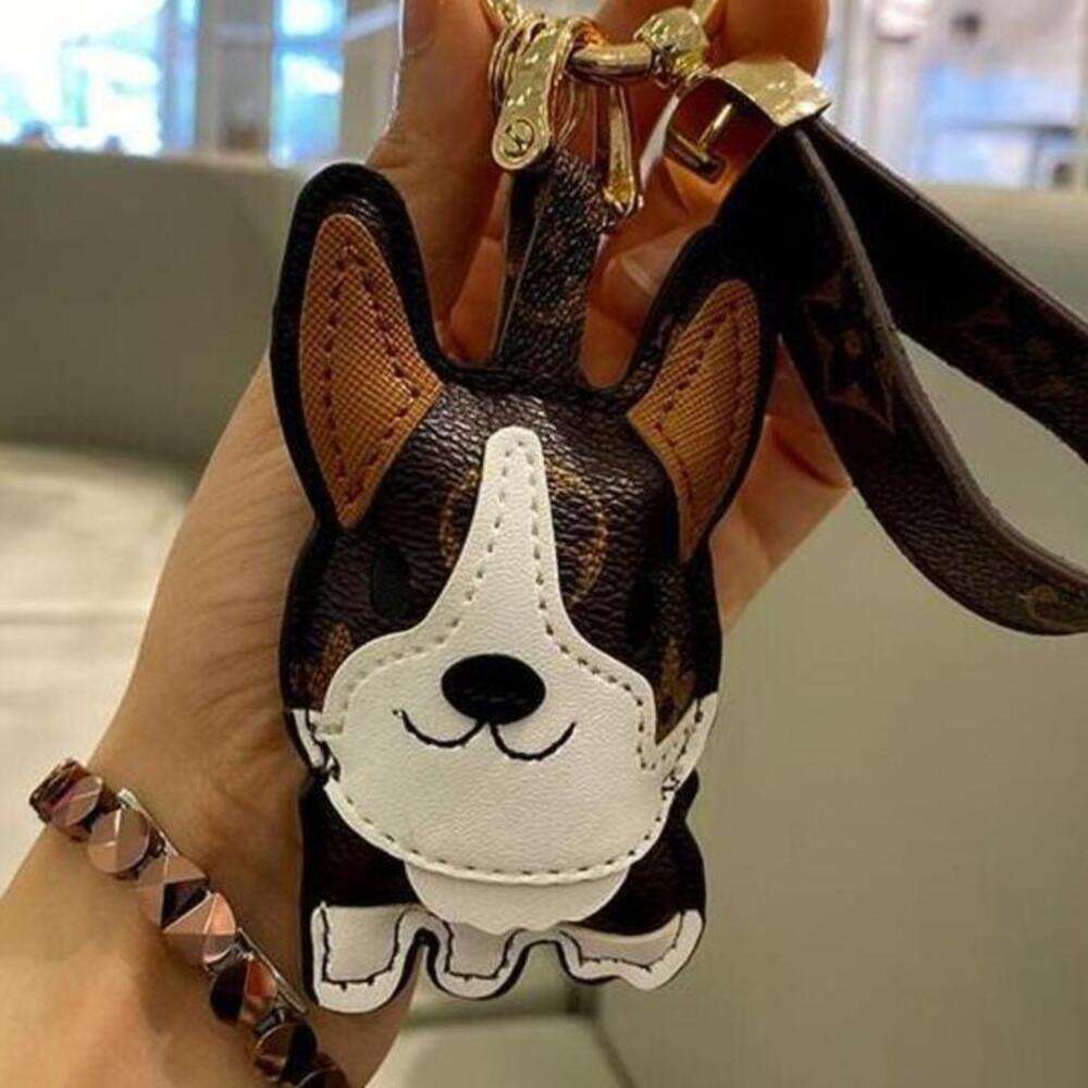 DHpet_wholesale Premium Corgi Leather Charm, Japanese Style, Stainless Steel Keychain, Design, for Bags/Car Keys
