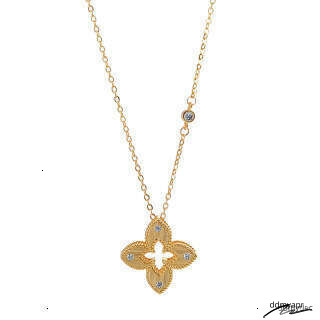 Lucky Clover Necklace Bracelet Earrings Gold Plated Chain ddmydec Jewelry Set For Women Lightweight Elegant Gift 3Pcs ddmydec