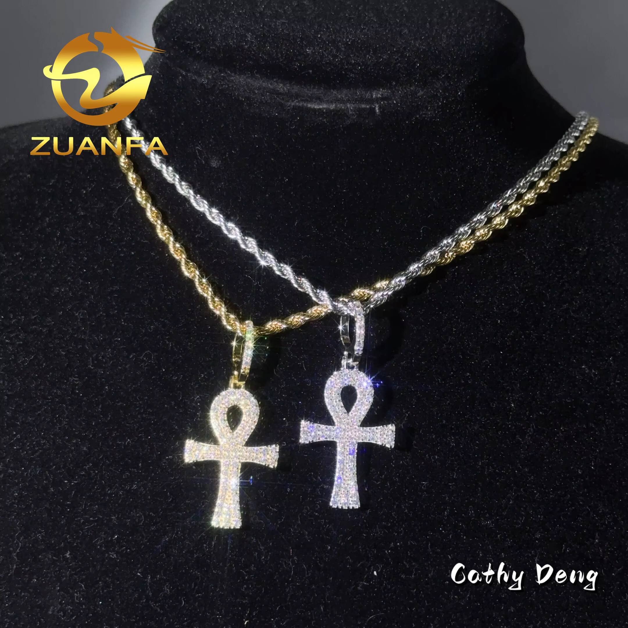 48h Shipping Hip Hop Jewelry Cross Moissanite Pendant Men 925 Silver Iced Out Pendant Pass Diamond Tester Stainless Steel Chain