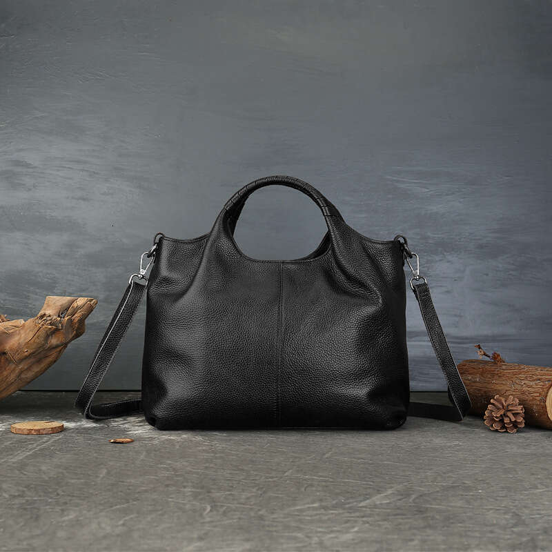 Handbag High-End Genuine Leather Women's Ethnic Style Top Layer Cowhide Large Capacity Tote Bag