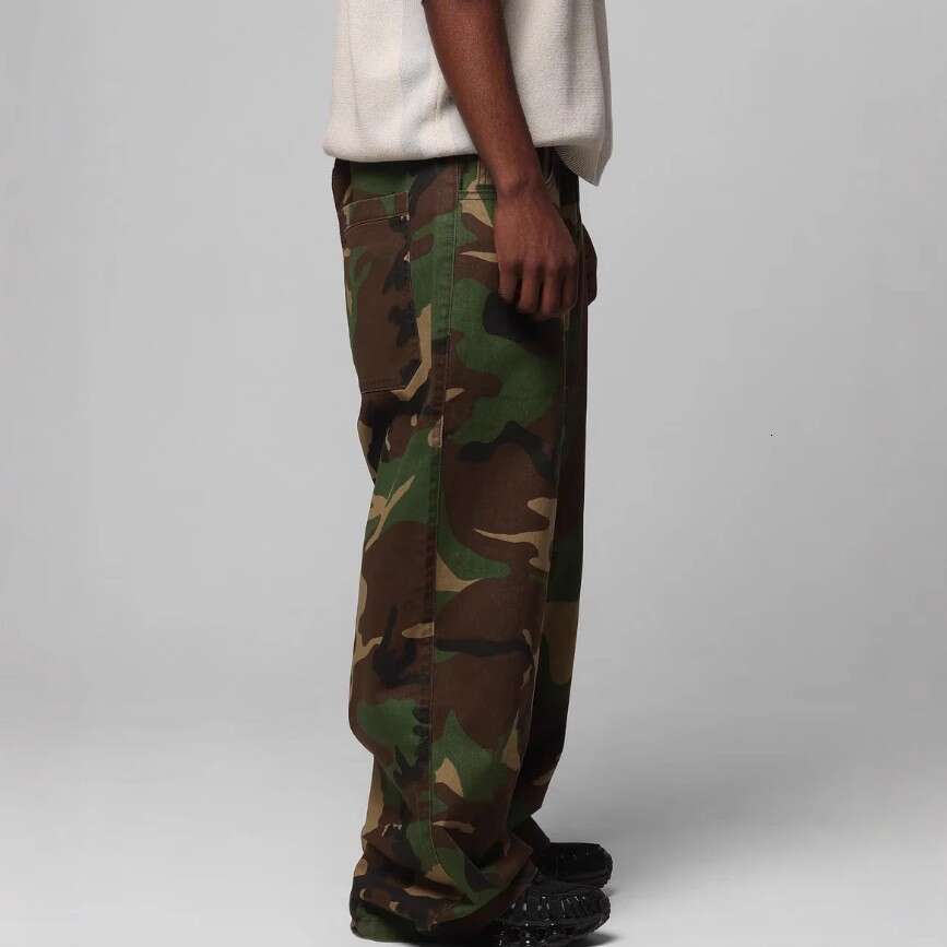 High Street American Style Trendy Men and Women Multi-Pocket Cargo Pants Straight-Leg Casual Loose Fit Trousers