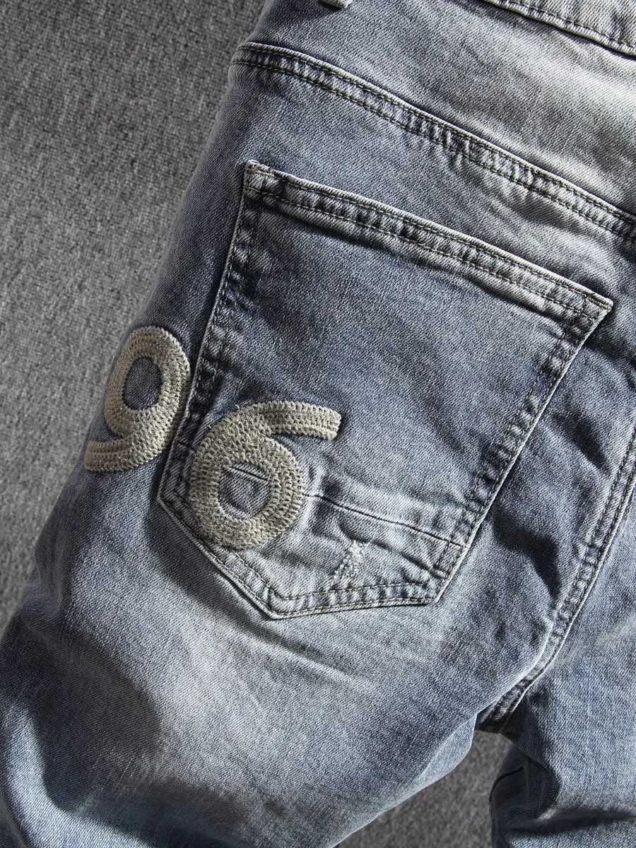 Autumn and Spring Fashion Trend Pure Color Retro Sports Elastic Jeans Mens Casual Comfortable Straight High Quality Denim Pants W250905