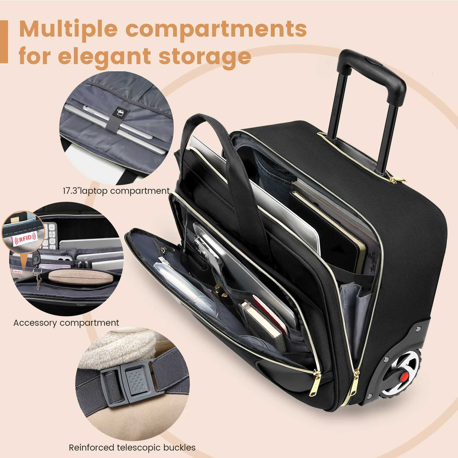 18 Inch Rolling Briefcase Large Capacity Laptop Case Briefcase Wheeled Luggage Bag Suitable For Business Travel Work Waterproof Z250905