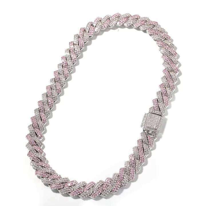 Men's Punk Hip Hop Moissanite Necklace Link with Sterling Sier Cuban Chain