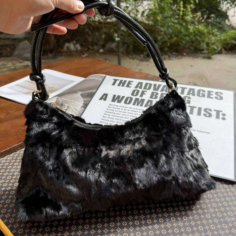 Real Fur Shoulder Bag Women 2025 New In High Quality Mink Hair Fashion Designer Handbag Trend Casual Elegant Female Bags