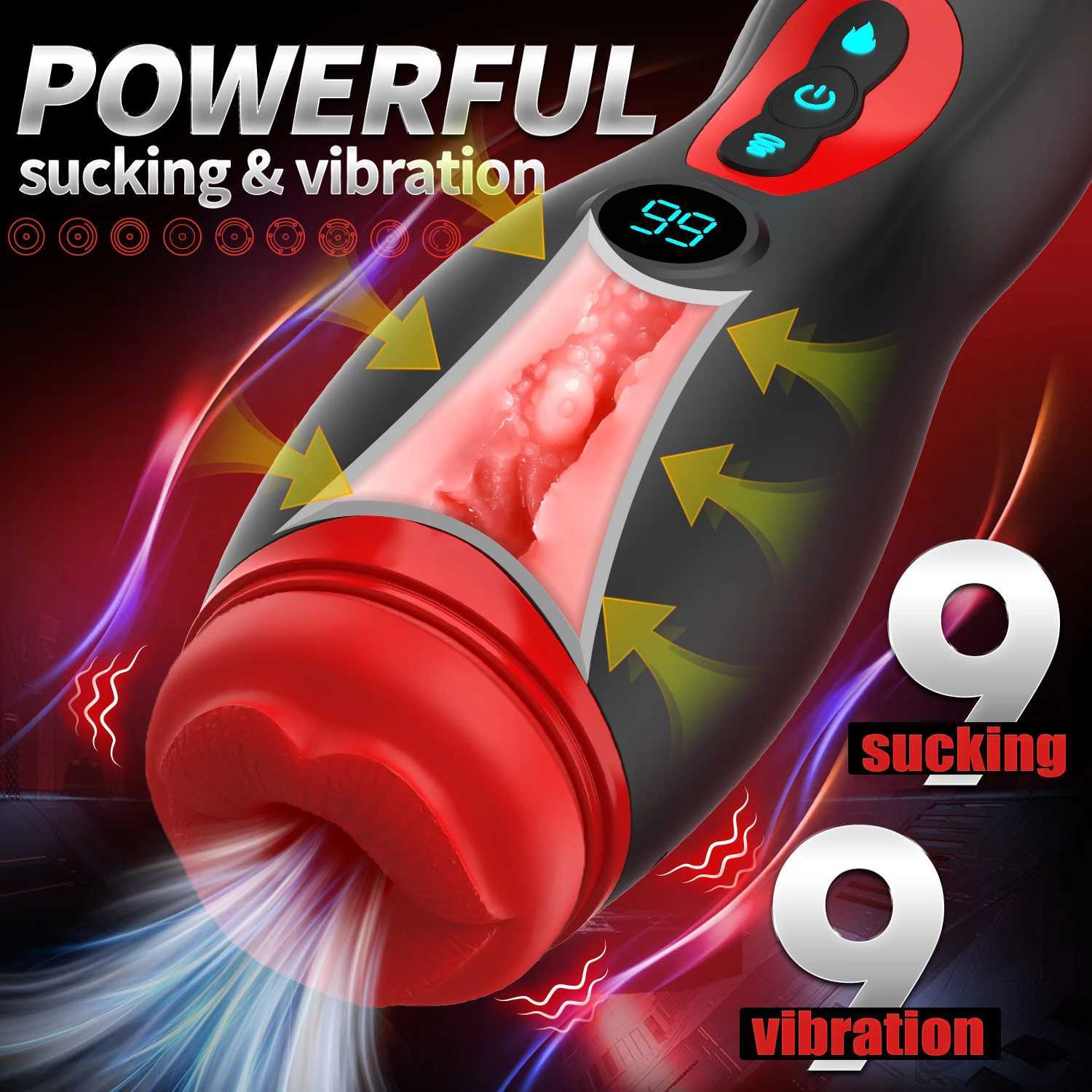 APP Controlled Sucking Vibration Male Masturbator LED Display Smart Heating Masturbation Cup Phone Holder Adult Sex Toy for MenXJ250905