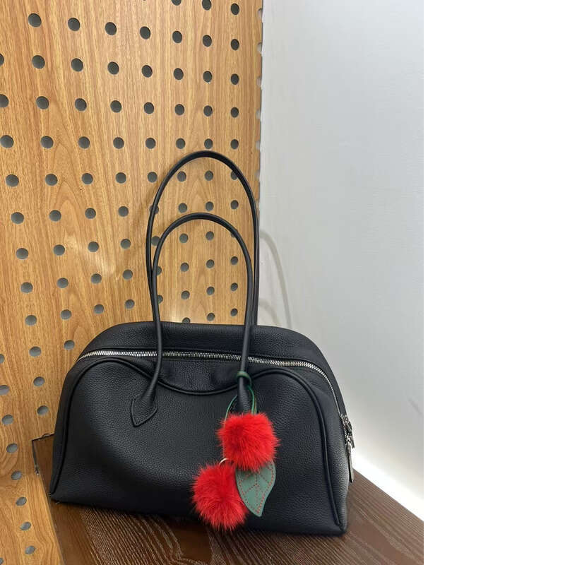 Women Bag Fashion Bag Leather Bag Korean Style Niche Design Top Layer Cowhide Boston Commuter Shoulder Bag