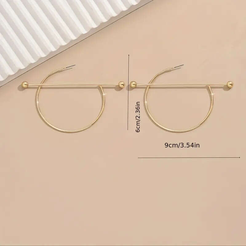 Niche Gothic Punk Style Simple Line Round Threaded Personality Earrings for Women