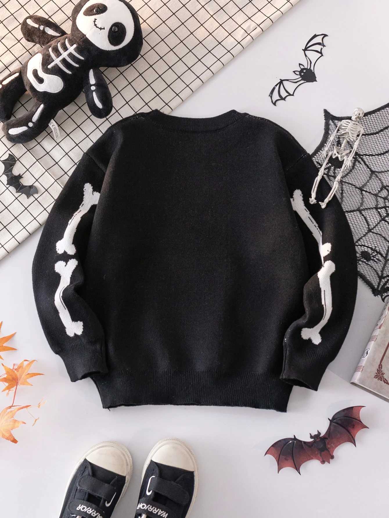 Halloween skull skeleton sweater knitted pullover suitable for fESTivals in spring autumn and winter Z250905