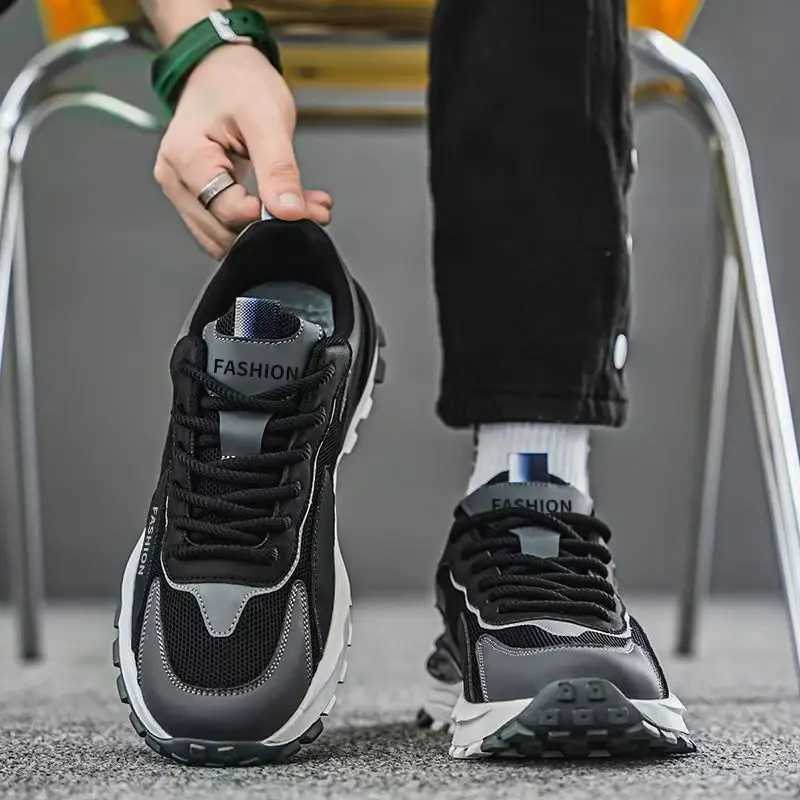 Mens Trend Casual Sports Shoes Platform Sneakers Fashion Running Shoes Mens Breathable Mesh Laceup Fashion Casual Sneakers Z250905