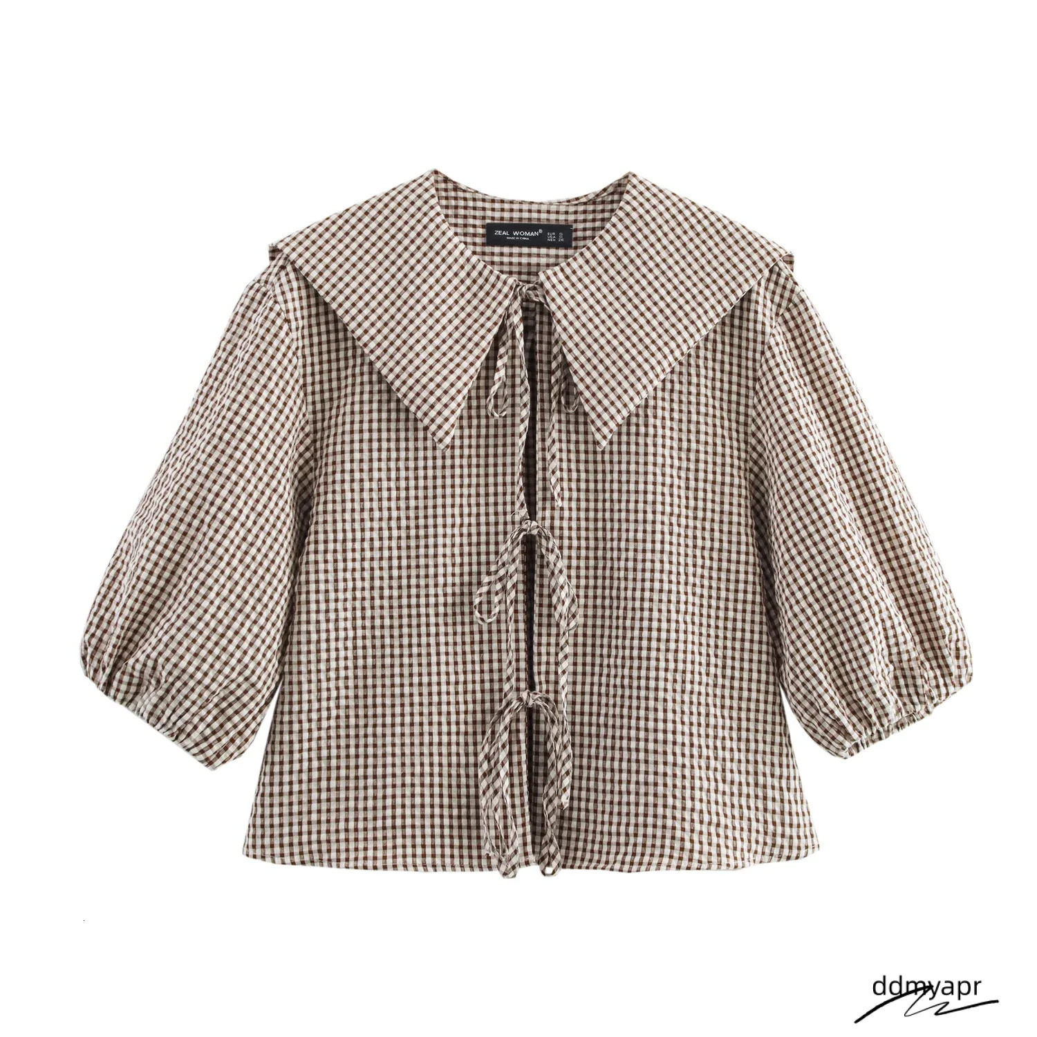 Womens Red Plaid Blouse - Fashionable Turn Down Neck Top For Ladies, Comfortable And Stylish ddmyday ddmyday ddmyday ddmyday