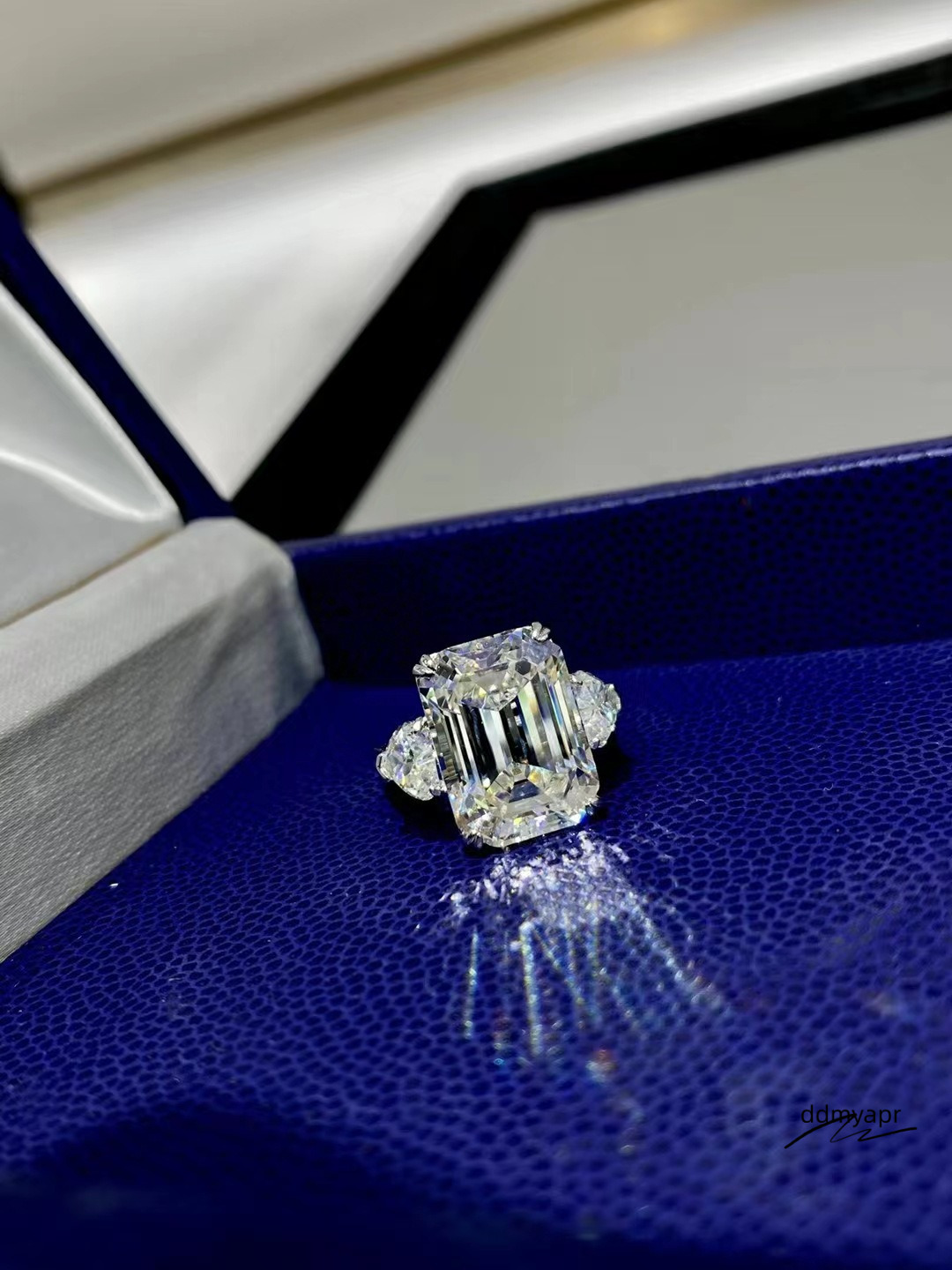 4Ct Moissanite Dia Wedding Rings Jewelry Stunning Real 100% Ddmydec Sterling Sier Emerald Cut Gemstones Party Eternity Women Bridal Ring For Lover Gif