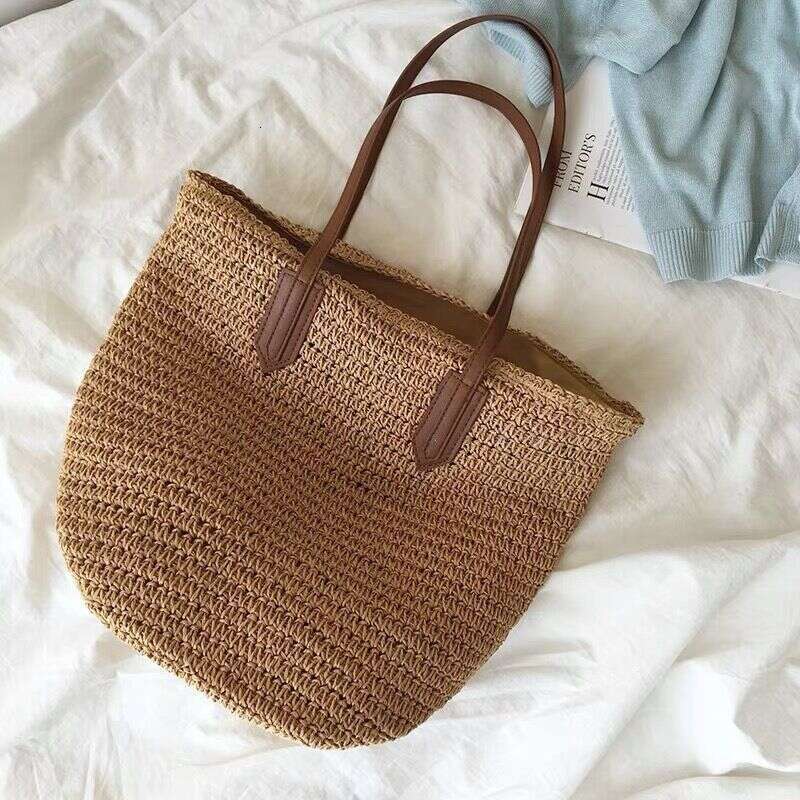 Grass French Tidal Beach 2024 New Women's Summer High-Capacity Rattan Woven Handmade Tote Bag