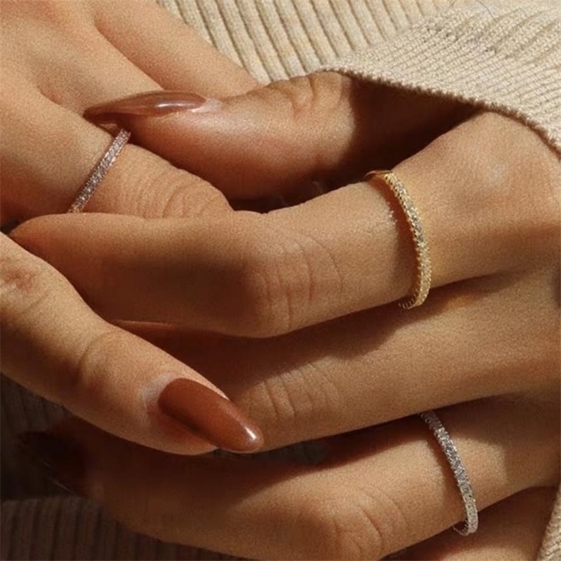 13PCS Thin Dainty Stackable Ring Minimalist Full Band Cubic Zirconia Rose Gold Color Plated Pave Rings for Women 250904