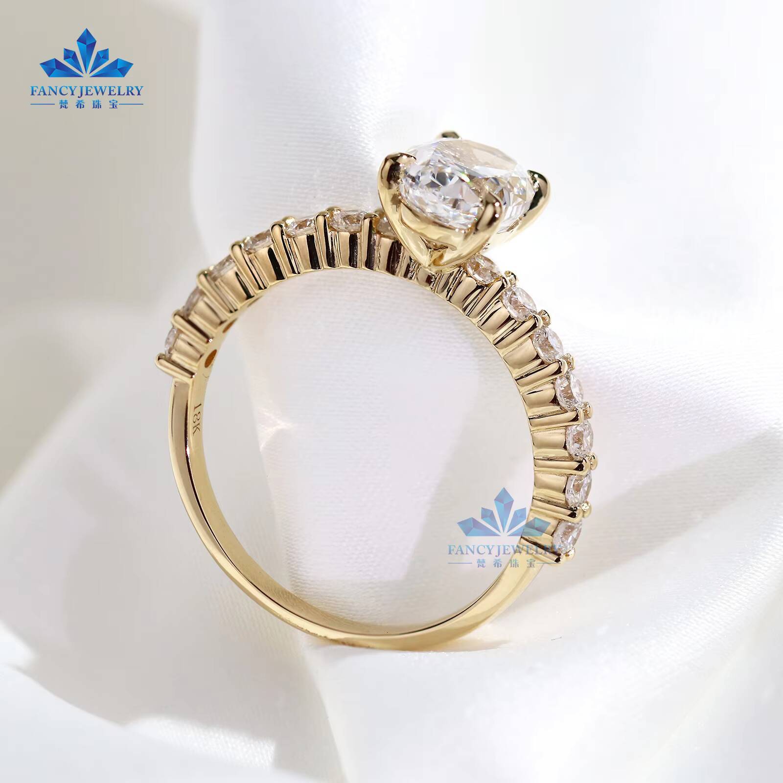 Gia Igi Certified Cvd HPHT Vvs Lab Grown Created Diamond 14k 18k Solid Gold Rings Engagement Ring Jewelry for Women Halo Pave