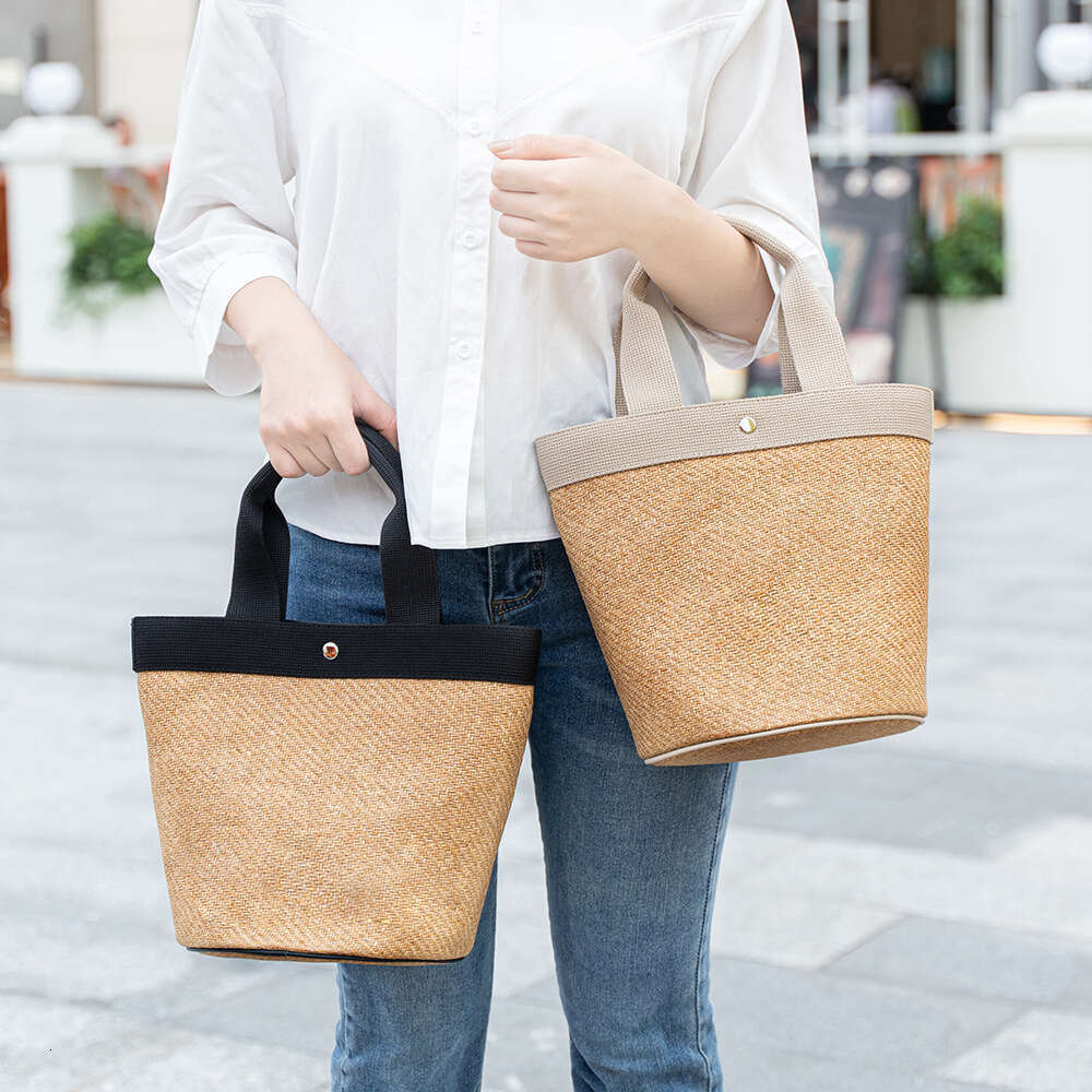 Summer New Women's Handbag Niche High-end Hemp Woven Fashion Large Capacity Handheld Bucket Bag for Women designer wallet B5