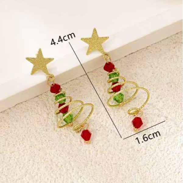 New Trendy Christmas Tree Earrings For Women Santa Claus Snowman Drop Earrings Five pointed star earring bow long earrings Jewelry Girls Christmas Gif