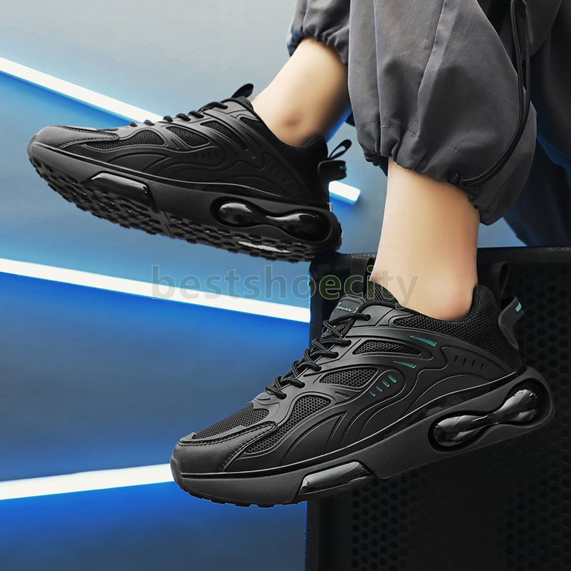 New Mens Trainers Versatile Designer Chunky Sneakers Comfortable Non-Slip Rubber Soft Sole Black Stylish Casual Mens Shoes Size 39-44