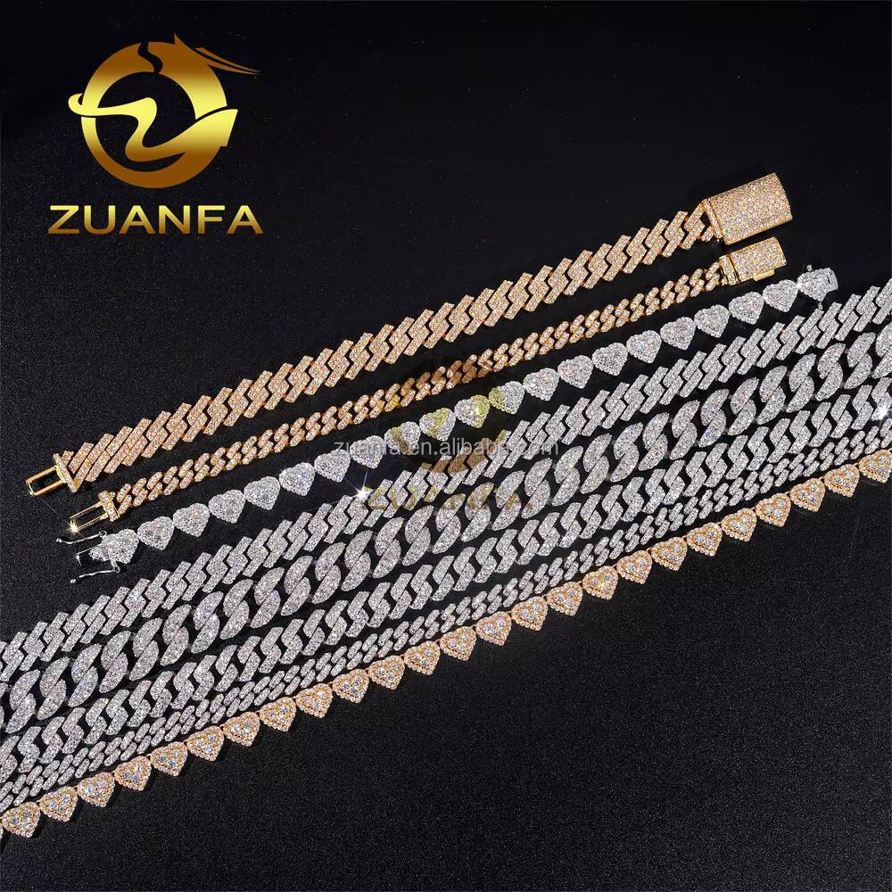 Cheap Price 8MM 10MM 12MM 13MM Vvs Moissanite Cuban Link Bracelet Men Fast Delivery Hip Hop Style Iced Out Diamond Cuban Chain