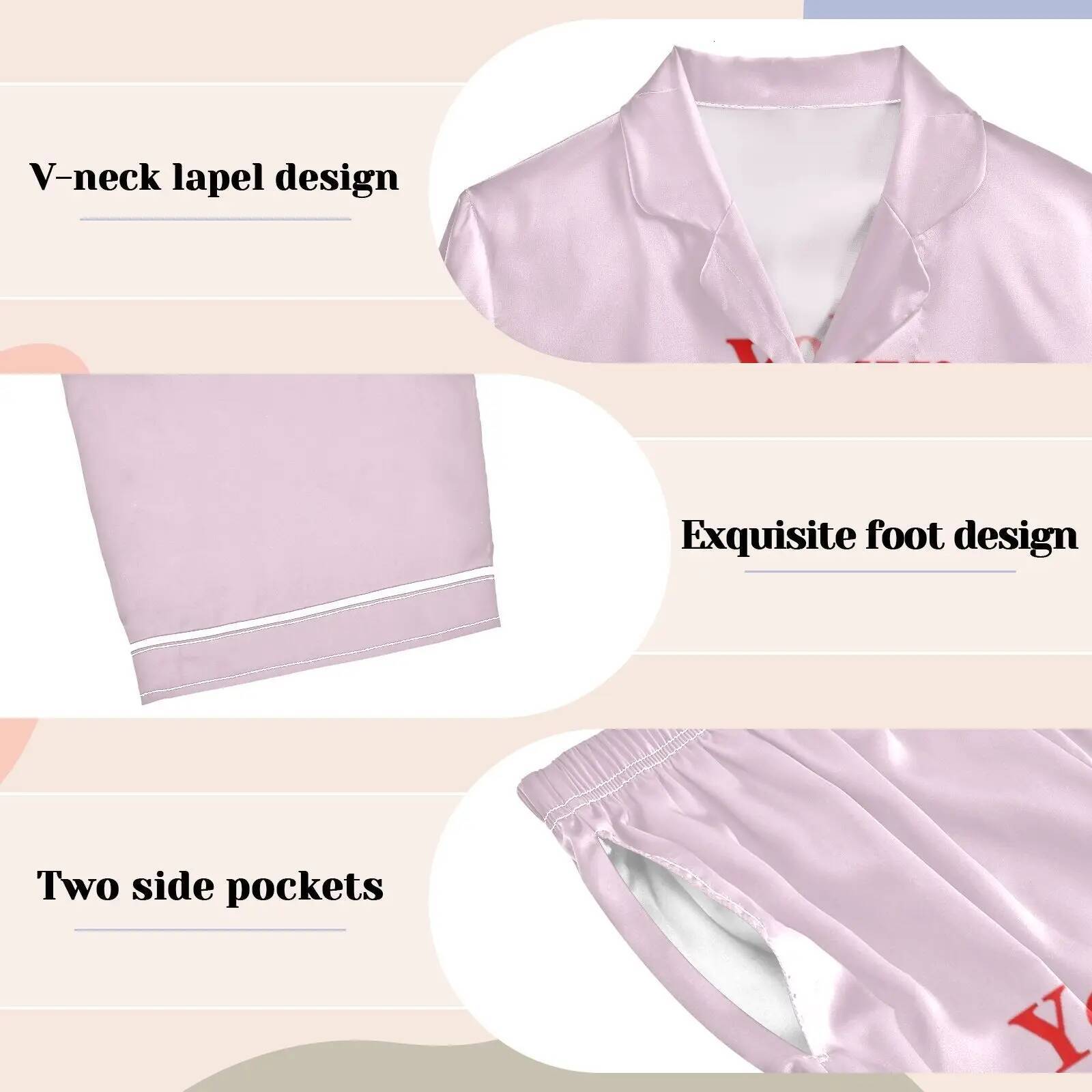 Women Ice Silky Pamas Sleepwear Nightclothes Customizing images Long Sleeved Shirt And Trousers Suitable For spring and summer