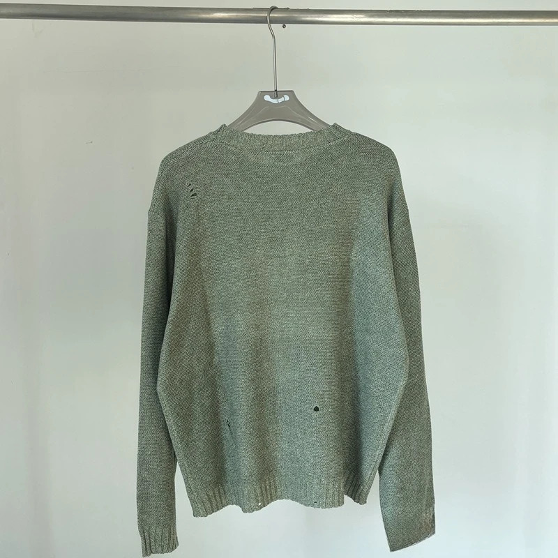 KAPITAL cross broken holes round neck knit sweater fall and winter retro pullover loose longsleeved 250905