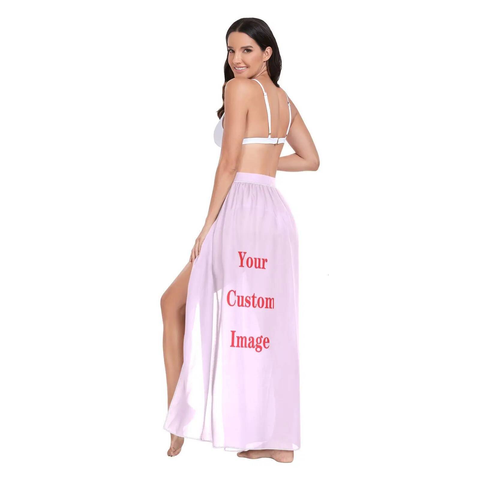 Strappy Customized images printed summer beach dress for women bohemian loose Women's Swimwear Cover Ups