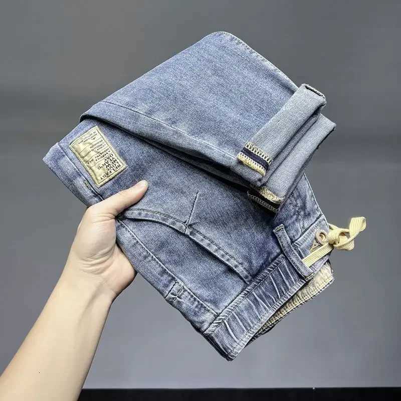 New Spring Summer Korean Fashion Men Luxury Jeans Overalls Elastic Drawstring Cargo Washed Clothing Tapered Baggy Joggers Pants W250905