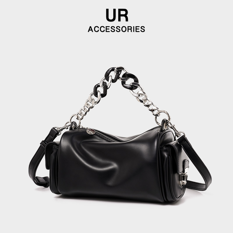 2025 New Women's Soft Leather Crossbody Premium Chain Pillow Motorcycle Boston Large Capacity Bag fashion Designer