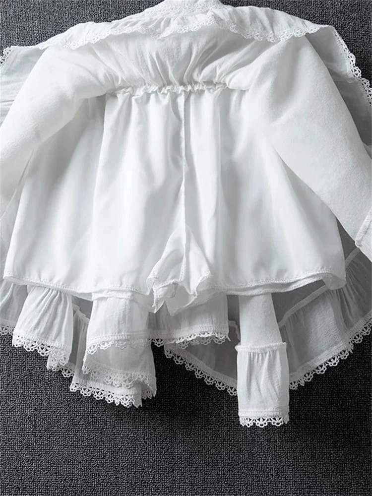 Irregular Ruffle Kawaii Mini Summer Skirts Women Faldas Mujer De Moda Patchwork Lace Jupe Korean Saia Fashion Sweet White Skirt 250905