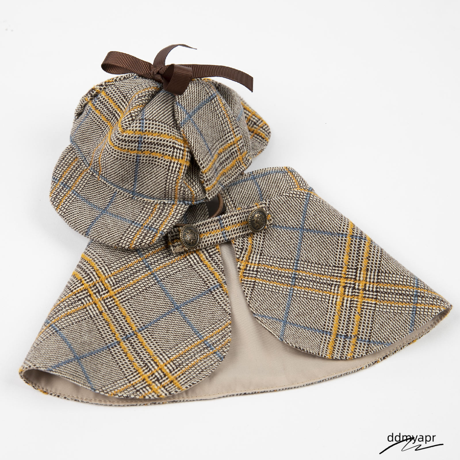 Dog Costume-Cute Detective Pet Clothes Set Halloween Cosplay Party Outfit Winter Fashion Cape Cloak Hat For ddmyday Small Medium Dog, Cat Kitten XXL A