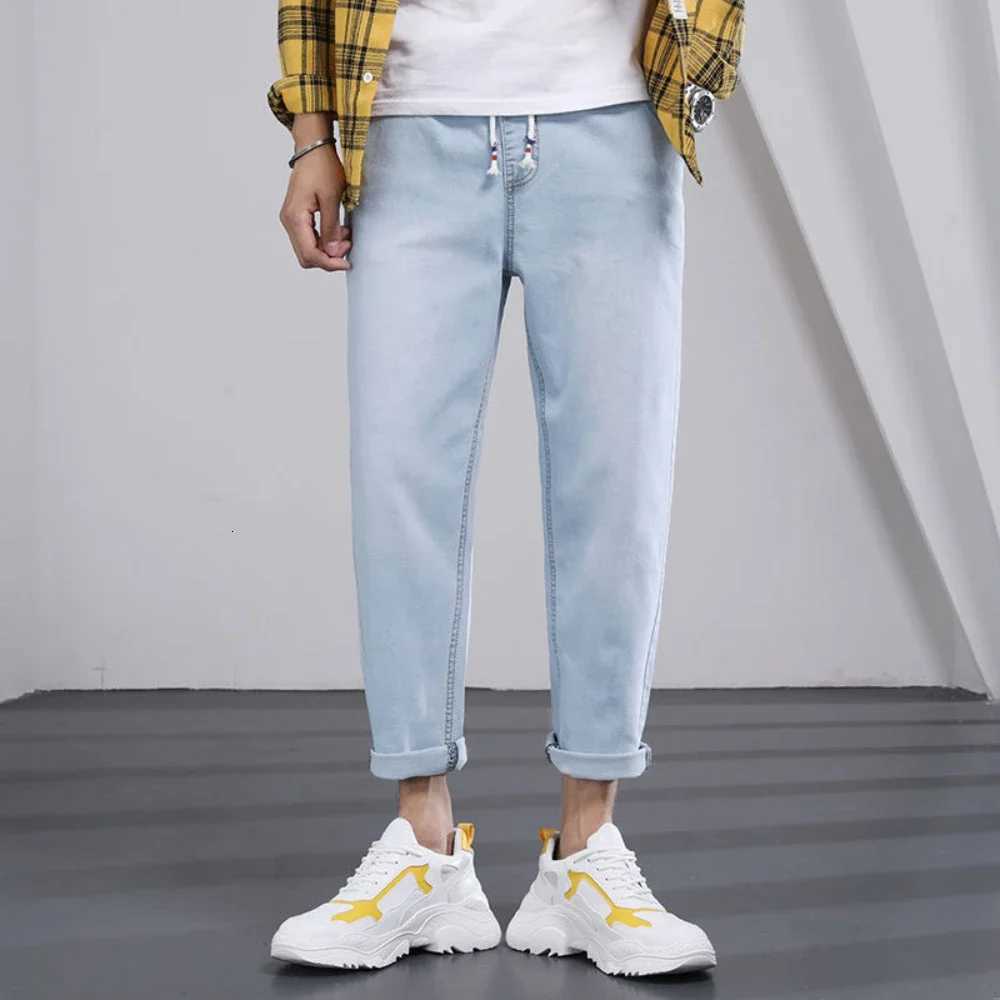 2024 New Mens Stretch Ankle Length Jeans Fashion Casual Cotton Slim Fit Denim Pants Korean Trousers Male Brand Cloth W250905